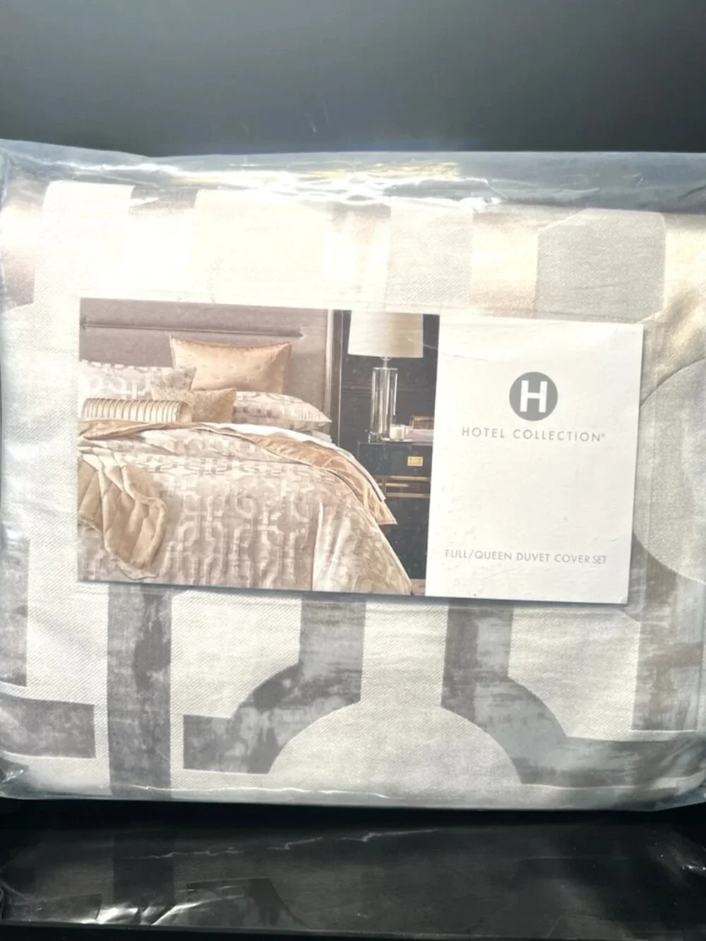Hotel Collection Luxury Fresco 3Pc Queen Duvet Cover Set Gold Jacquard - New